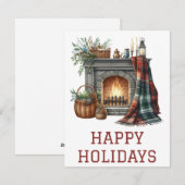 Feestelijke Kerstkaart met Haardvuur (Voorkant / Achterkant)