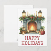 Feestelijke Kerstkaart met Haardvuur (Voorkant / Achterkant)