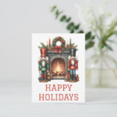 Feestelijke Kerstkaart met Haardvuur (Staand voorkant)