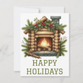 Feestelijke Kerstkaart met Haardvuur (Voorkant)