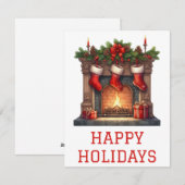 Feestelijke Kerstkaart met Haardvuur (Voorkant / Achterkant)