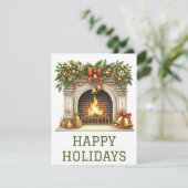 Feestelijke Kerstkaart met Haardvuur (Staand voorkant)