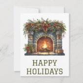 Feestelijke Kerstkaart met Haardvuur (Voorkant)