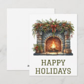 Feestelijke Kerstkaart met Haardvuur (Voorkant / Achterkant)