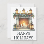 Feestelijke Kerstkaart met Haardvuur (Voorkant)