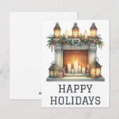 Feestelijke Kerstkaart met Haardvuur (Voorkant / Achterkant)