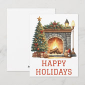 Feestelijke Kerstkaart met Haardvuur (Voorkant / Achterkant)