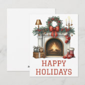 Feestelijke Kerstkaart met Haardvuur (Voorkant / Achterkant)