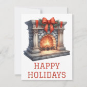Feestelijke Kerstkaart met Haardvuur (Voorkant)