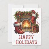 Feestelijke Kerstkaart met Haardvuur (Voorkant)