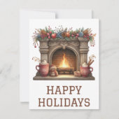 Feestelijke Kerstkaart met Haardvuur (Voorkant)