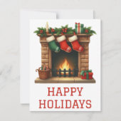 Feestelijke Kerstkaart met Haardvuur (Voorkant)