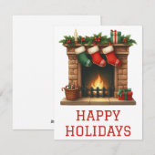 Feestelijke Kerstkaart met Haardvuur (Voorkant / Achterkant)