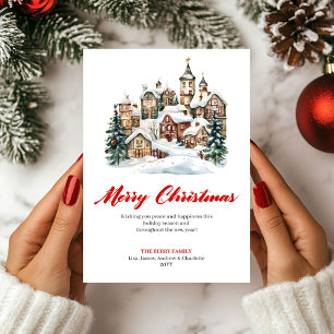 Feestelijke kerstkaart met waterverf scène