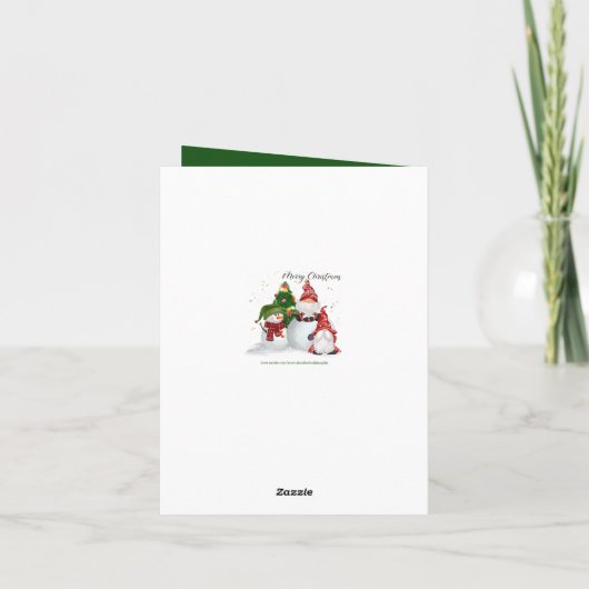 feestelijke kerstkabouter sneeuwpop feestdagen kaart (Achterkant)