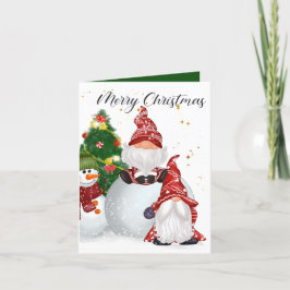 feestelijke kerstkabouter sneeuwpop feestdagen kaart