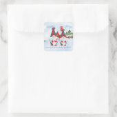 Feestelijke kerstkabouters Holiday Square Sticker (Tas)
