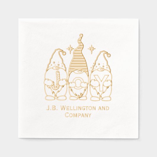 Feestelijke Kerstkabouters JOY Bedrijf / Familiena Folie Servetten (Voorkant)