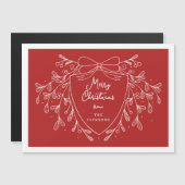 Feestelijke kerstkam rode lijn kunst maretak magnetische uitnodiging (Voorkant / Achterkant)