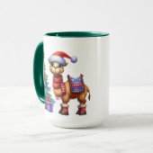 Feestelijke kerstkameel en monogram mok (Voorkant links)