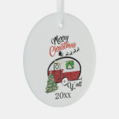 feestelijke kerstkamper-woordkunst glas ornament (Voorkant Rechts)