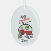 feestelijke kerstkamper-woordkunst glas ornament (Voorkant links)