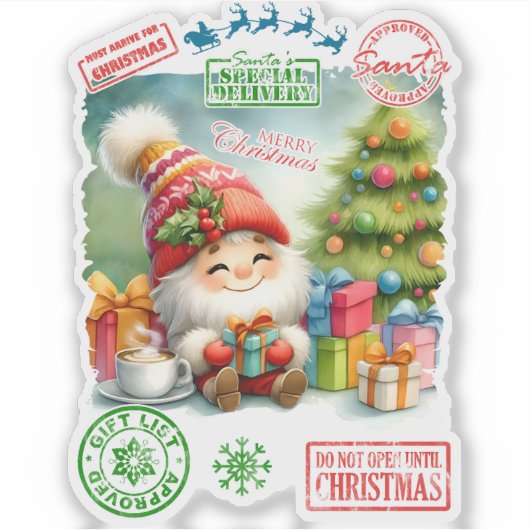 Feestelijke kerstkarakter Sticker (Voorkant)