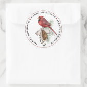 feestelijke kerstkardinaal PRETTIGE FEESTDAGEN Ronde Sticker (Tas)