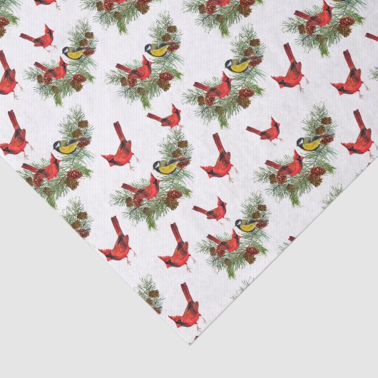 feestelijke kerstkardinalen met gevlekte feestdag tissuepapier (Detail)