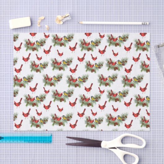 feestelijke kerstkardinalen met gevlekte feestdag tissuepapier (Craft)