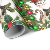 feestelijke kerstkat cadeaupapier (Rol Hoek)