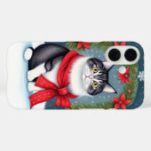 feestelijke kerstkat Case-Mate iPhone case (Achterkant (horizontaal))