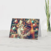 Feestelijke Kerstkat Christelijk KJV Schrift Feestdagen Kaart (Voorkant)