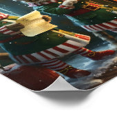 Feestelijke Kerstkat Elfen Voorbereiding Voor De K Poster (Hoek)