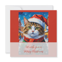 Feestelijke Kerstkat in Kerstmannenhoed