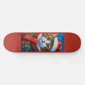 Feestelijke Kerstkat in Kerstmannenhoed Persoonlijk Skateboard (Horizontaal)