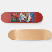 Feestelijke Kerstkat in Kerstmannenhoed Persoonlijk Skateboard (Horizontaal)