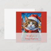 Feestelijke Kerstkat in Kerstmannenhoed Save The Date (Voorkant / Achterkant)