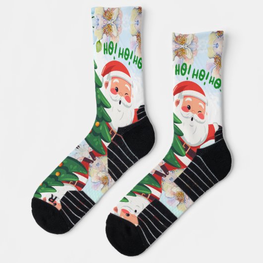 Feestelijke Kerstkat in Kerstmannenhoed Sokken (Links)