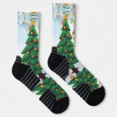 Feestelijke Kerstkat in Kerstmannenhoed Sokken (Rechts)