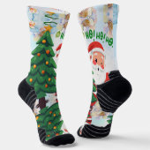 Feestelijke Kerstkat in Kerstmannenhoed Sokken (Gebogen)