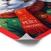 Feestelijke Kerstkat in Santa Hat Poster (Hoek)