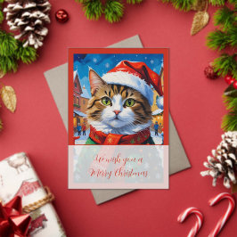 Feestelijke Kerstkat in Sinterklaashoed Acryl Uitnodigingen