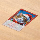 Feestelijke Kerstkat in Sinterklaashoed Acryl Uitnodigingen (Laagn)