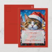 Feestelijke Kerstkat in Sinterklaashoed Briefkaart (Voorkant / Achterkant)