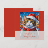 Feestelijke Kerstkat in Sinterklaashoed Kaart (Voorkant / Achterkant)