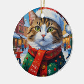 Feestelijke Kerstkat in Sinterklaashoed Keramisch Ornament (Links)