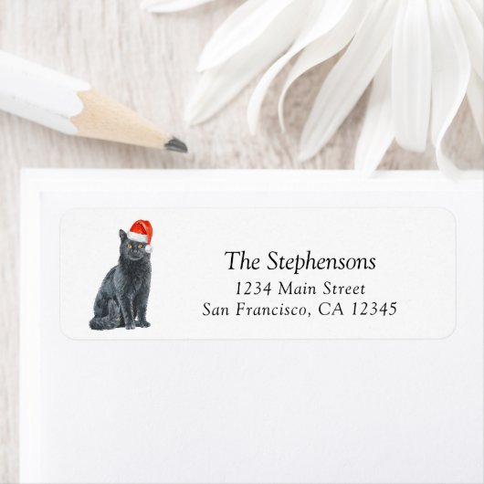 Feestelijke Kerstkat Santa Hat Retouradres Etiket (Insitu)