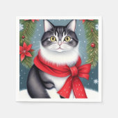 feestelijke kerstkat servet (Voorkant)