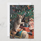 feestelijke kerstkat voegt gevoel toe notitiekaartje (Voorkant)